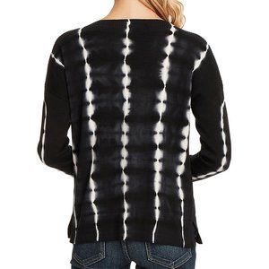 Vince Camuto Rich Black Tie-Dye Boatneck Tee S